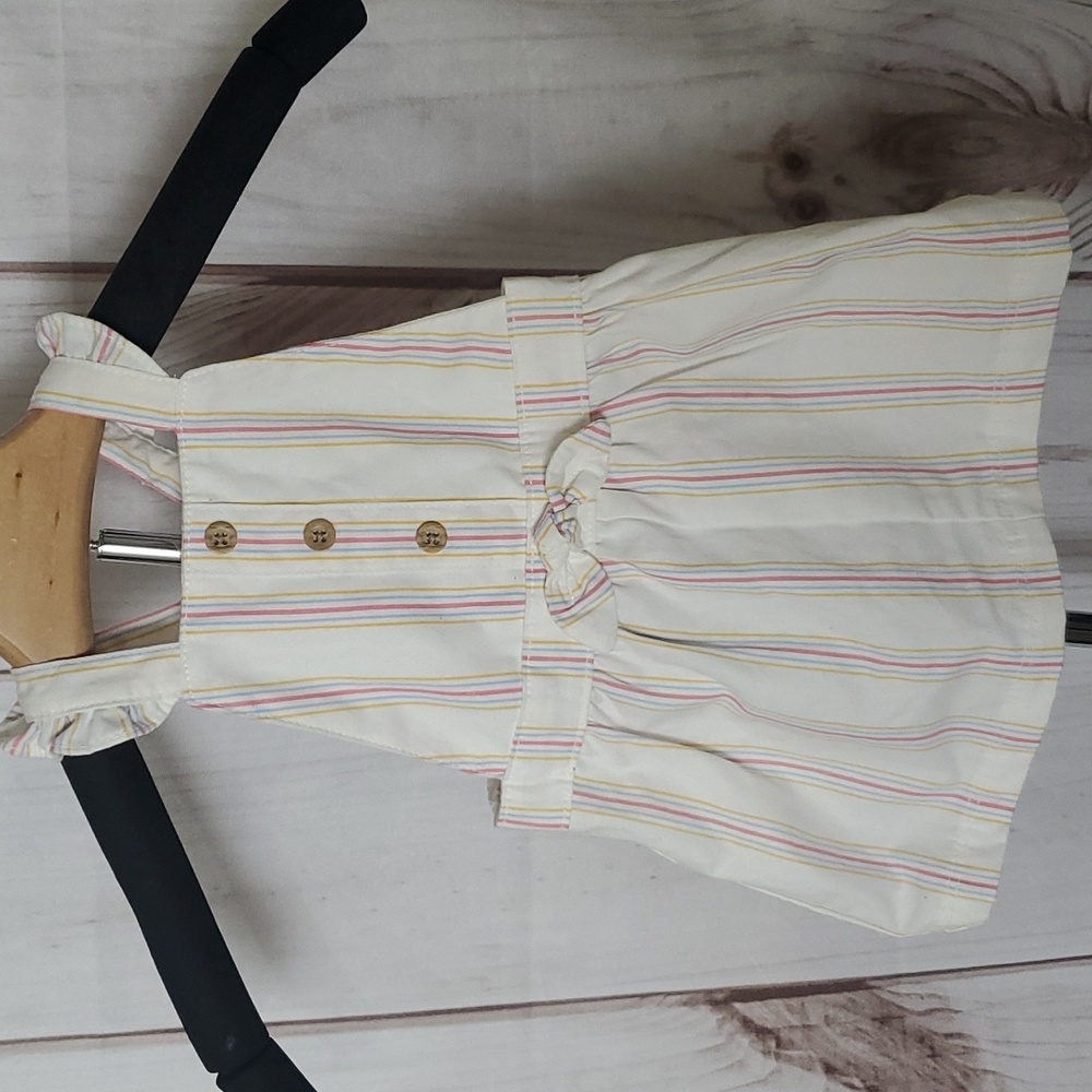 Carter's Baby Girl Striped Overall Dress Size 6 Months 100% Cotton